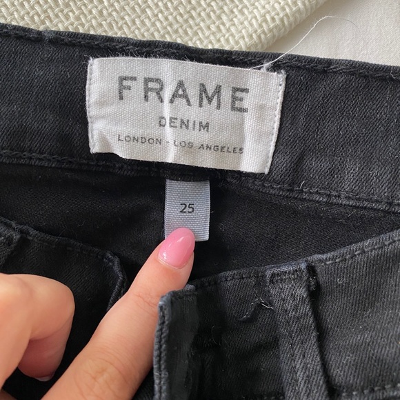 FRAME BLACK RIPPED SKINNY JEANS - Picture 3 of 4